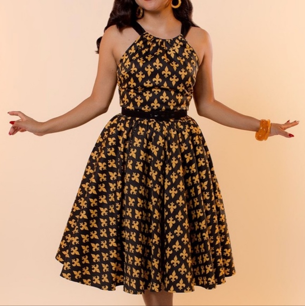 Pinup girl clothing Harley dress fleur-de-lis